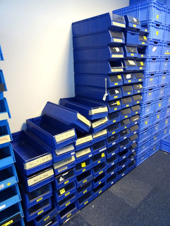 70x Perstorp 9070 blue plastic stackable storage b...