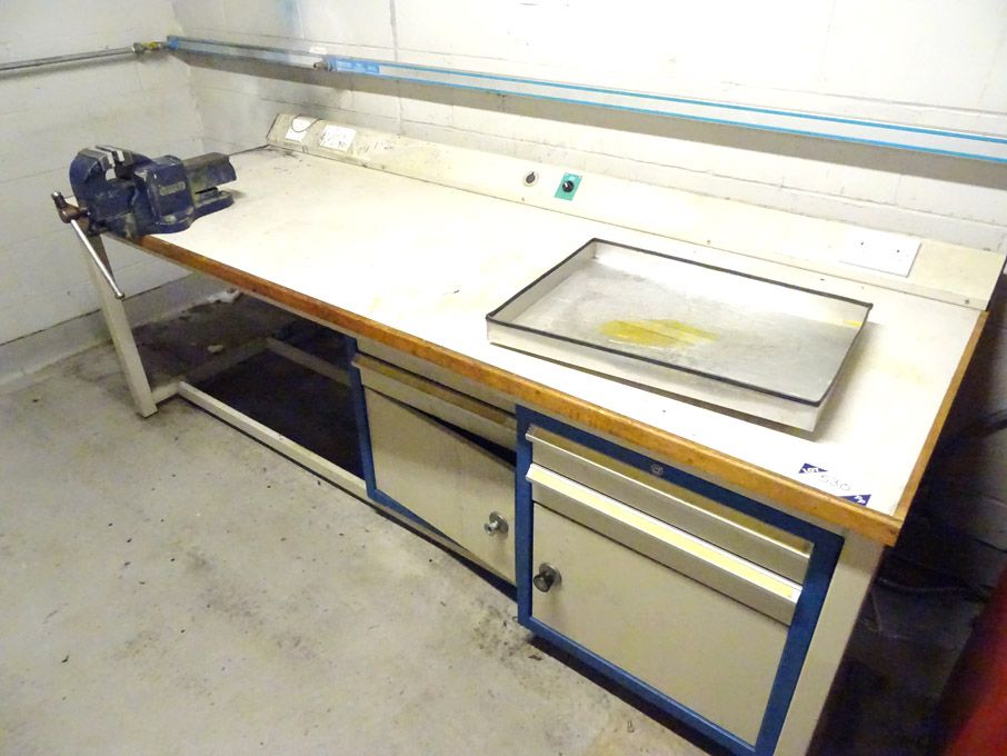 2400x900mm workbench with built in storage, socket...