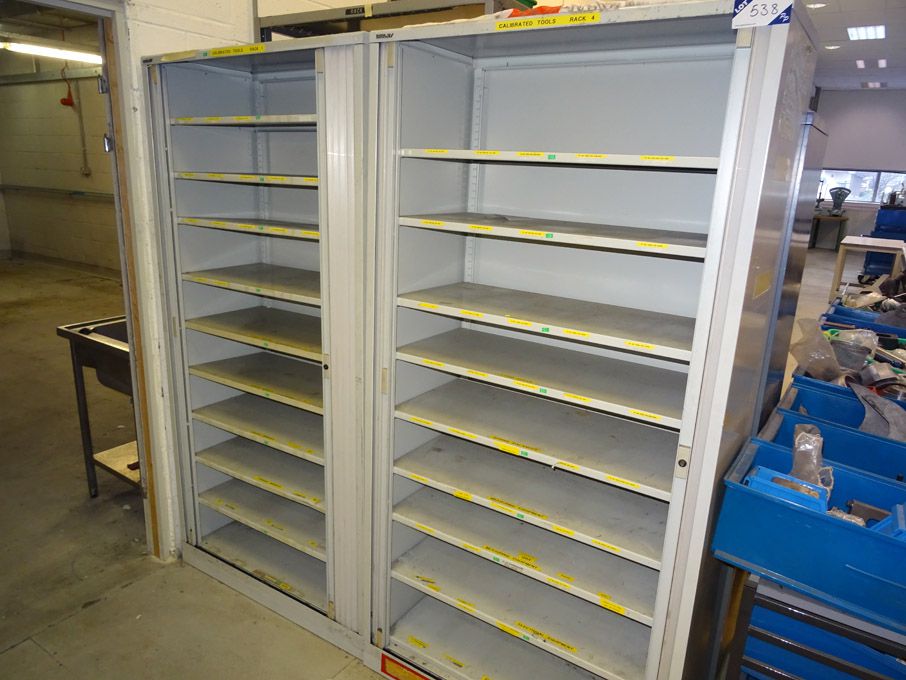 6x Bisley grey metal sliding door storage cupboard...