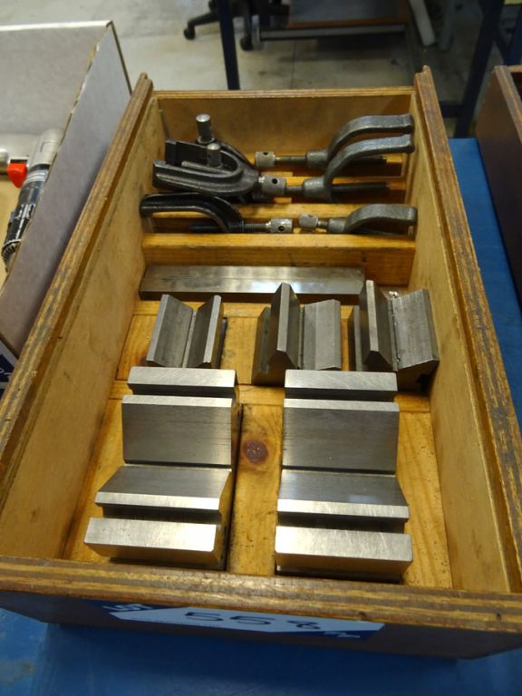Vee block set in wooden case