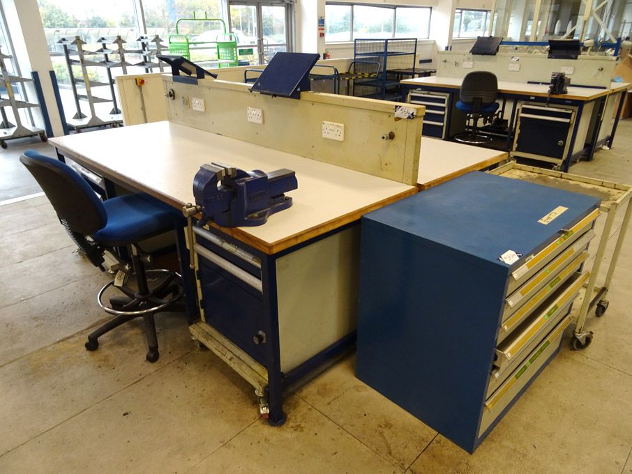2x Welconstruct 2400x850mm workbenches with built...
