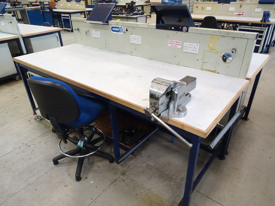 2x Welconstruct 2400x850mm workbenches with built...