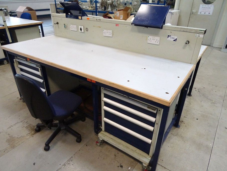 2x Welconstruct 2400x850mm workbenches with built...