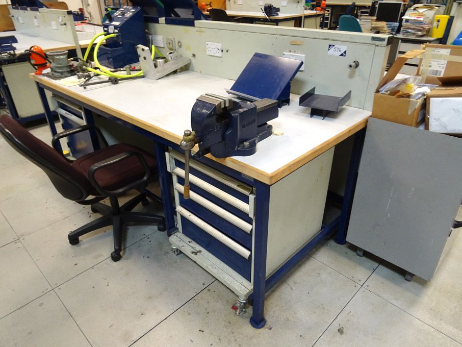 2x Welconstruct 2400x850mm workbenches with built...