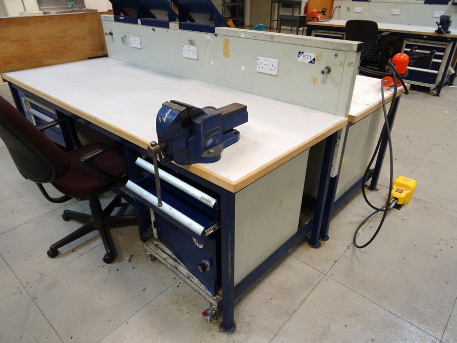 2x Welconstruct 2400x850mm workbenches with built...
