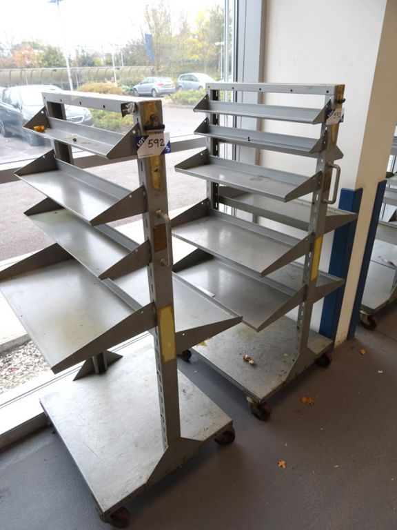 2x adjustable height mobile tool trolleys