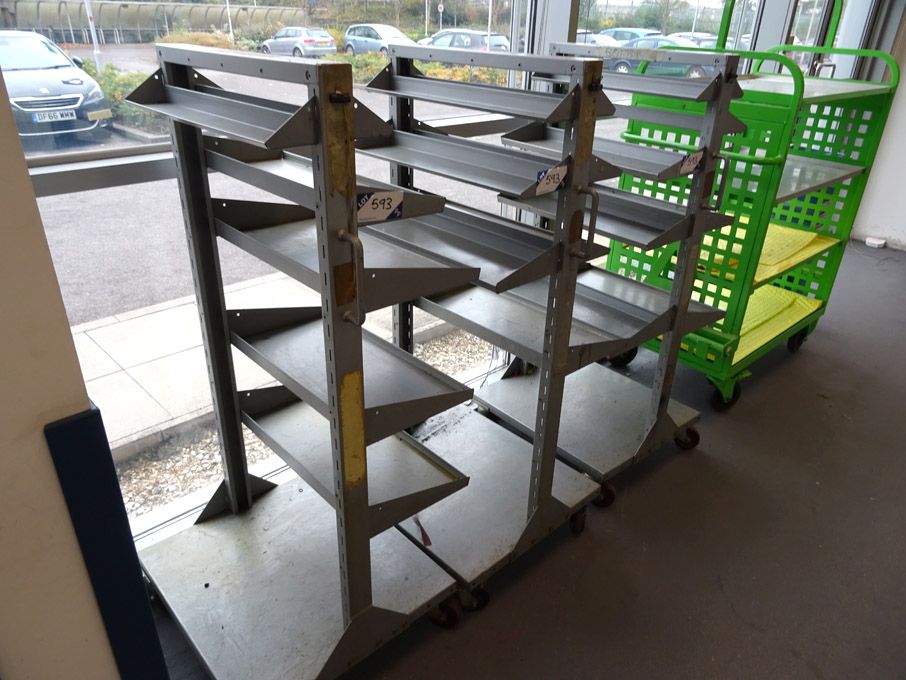 3x adjustable height mobile tool trolleys