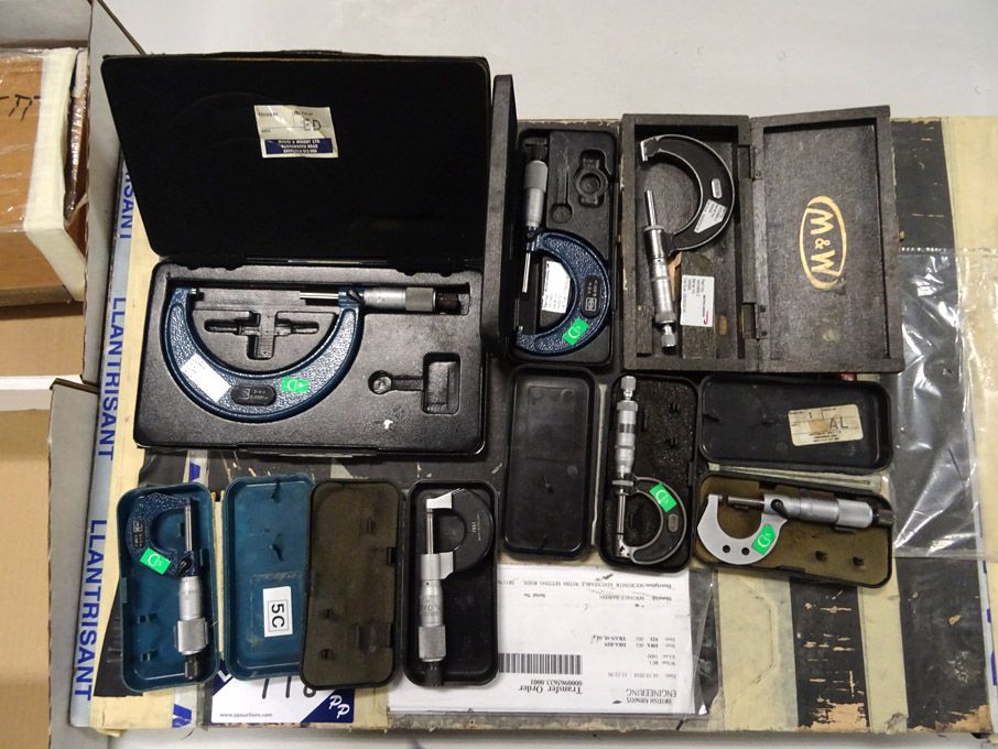 Qty various Moore & Wright etc micrometers to 1-2"