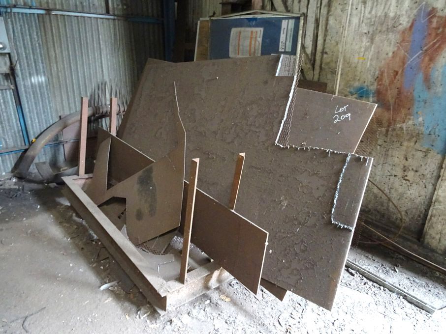 2x steel racks with Qty steel offcuts inc: sheet,...