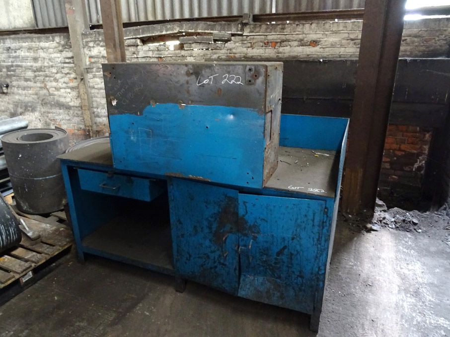 2x metal tables with built in cupboards