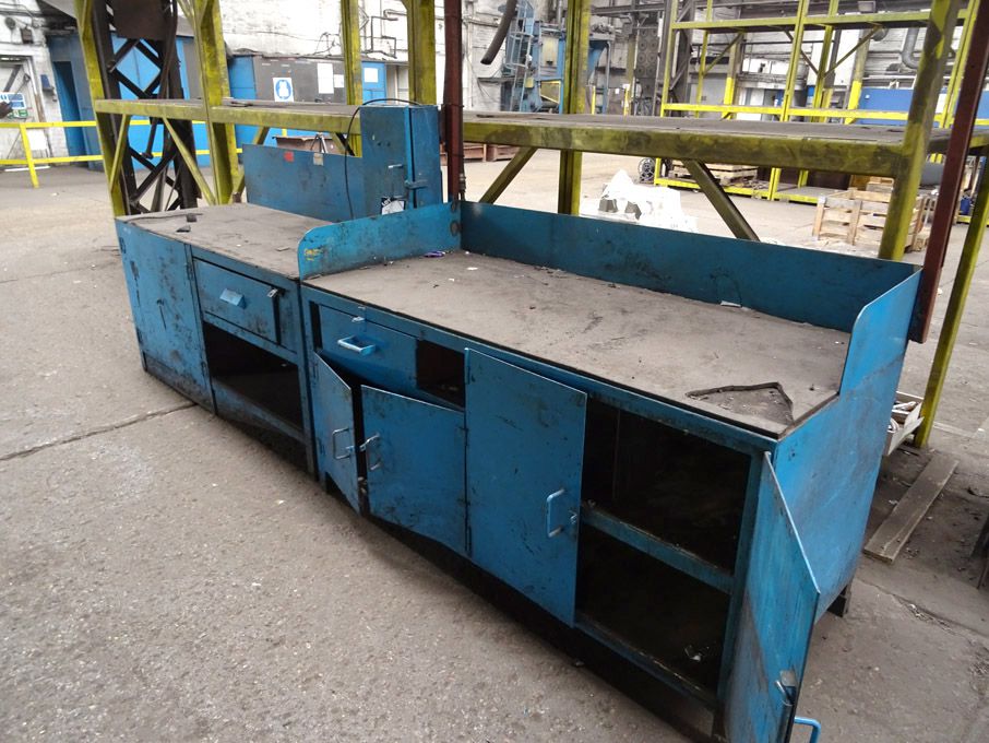 2x heavy duty metal work benches, 1850x800x1520mm...