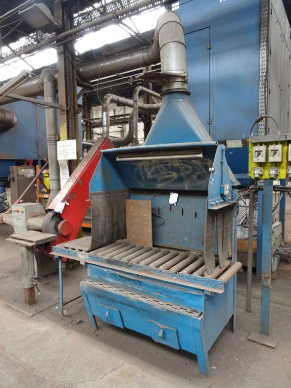 1200mm fettling bench with 1900mm long roller conv...