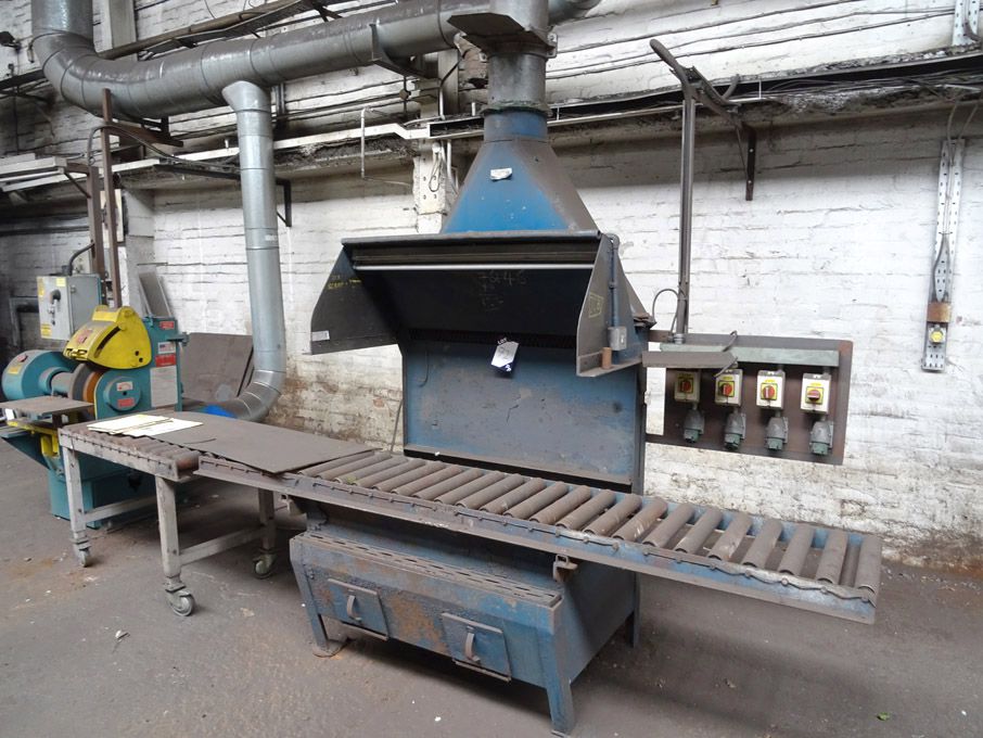 1200mm fettling bench with 2800mm long roller conv...