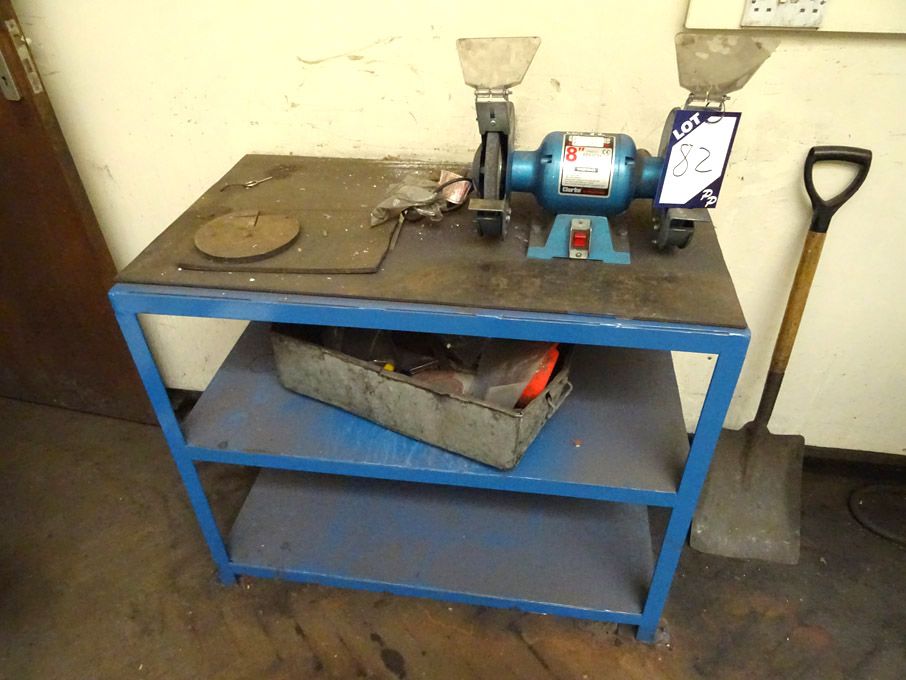 Clarke 8" double ended grinder on bench, 1070x630x...