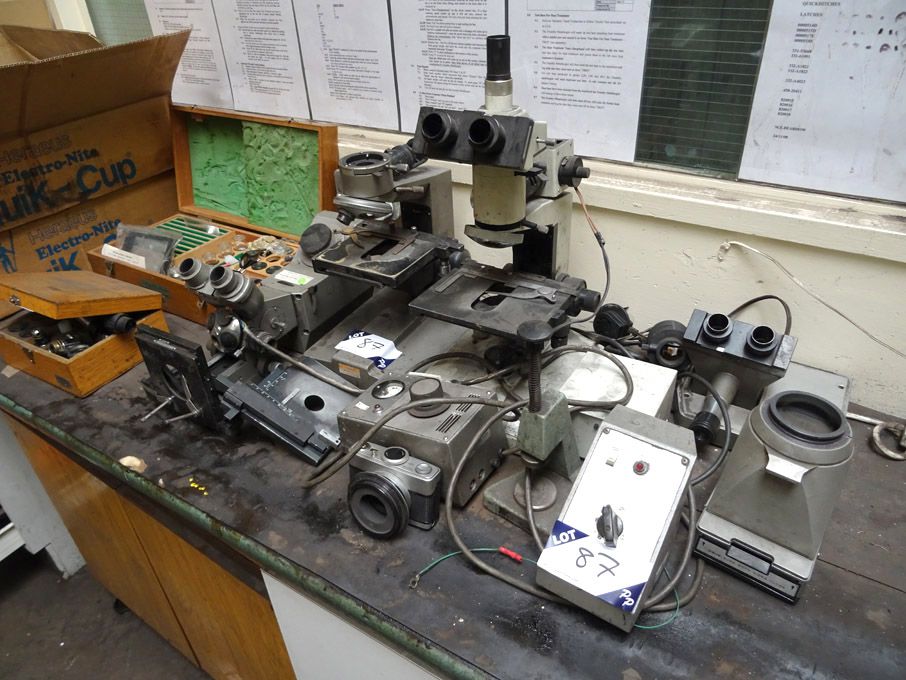 Qty various Olympus, Meisi etc microscopes, lenses...