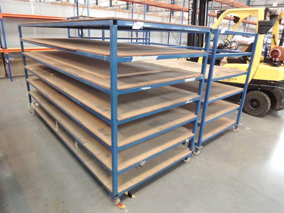 2x mobile storage trolleys, multishelf, 2400x1200m...