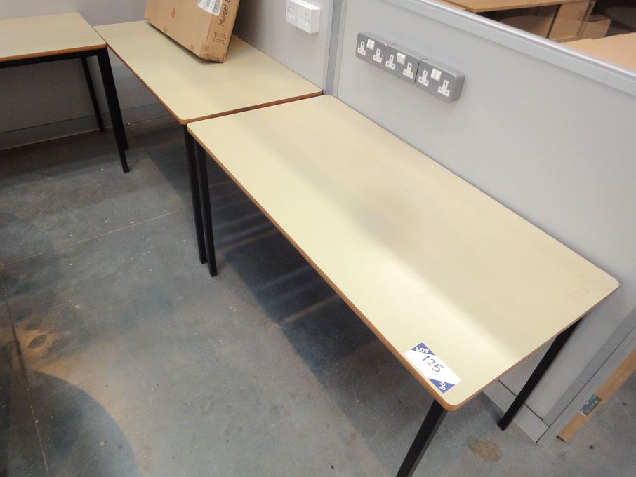 5x wooden top metal frame tables, 1200x600mm