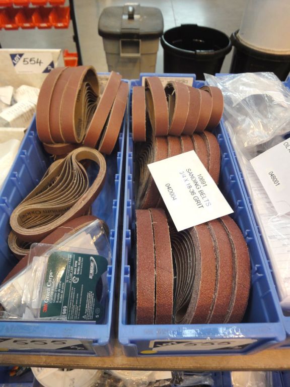 Qty various corse sanding belts in 2 boxes (unused...
