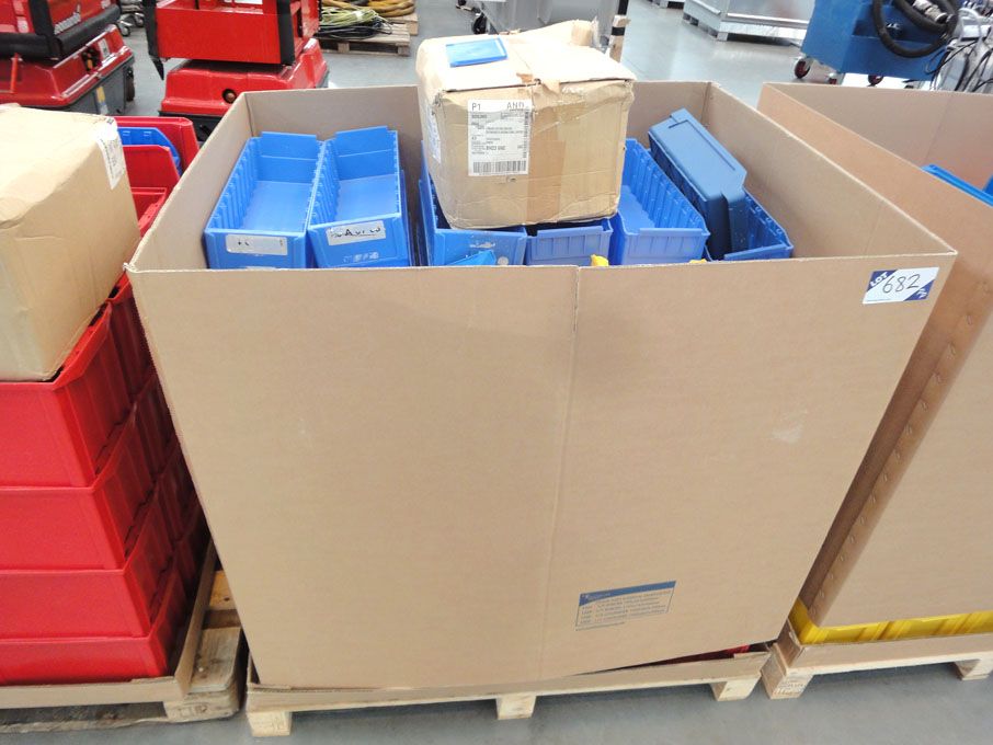 Qty various size plastic storage bins, 500x150x120...