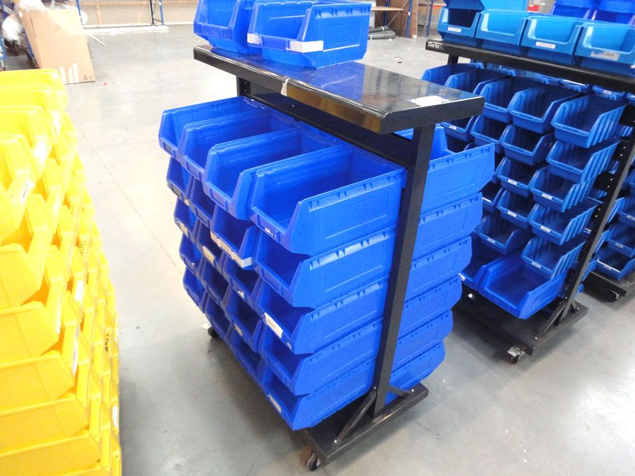 Clarke double sided mobile plastic bin storage tro...