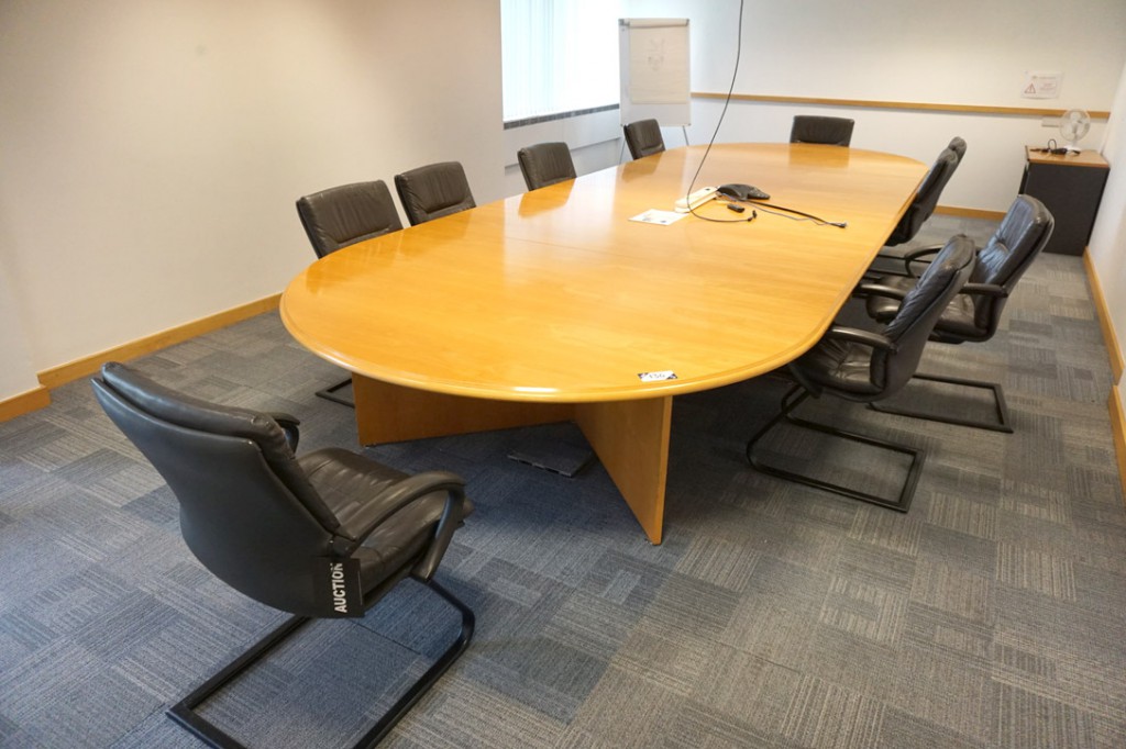 4 section large wooden curved conference table, 55...