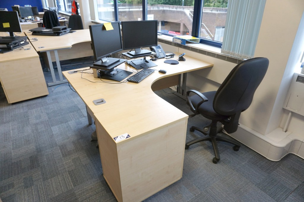 Triumph maple L-shape 1800x1200mm office desk with...