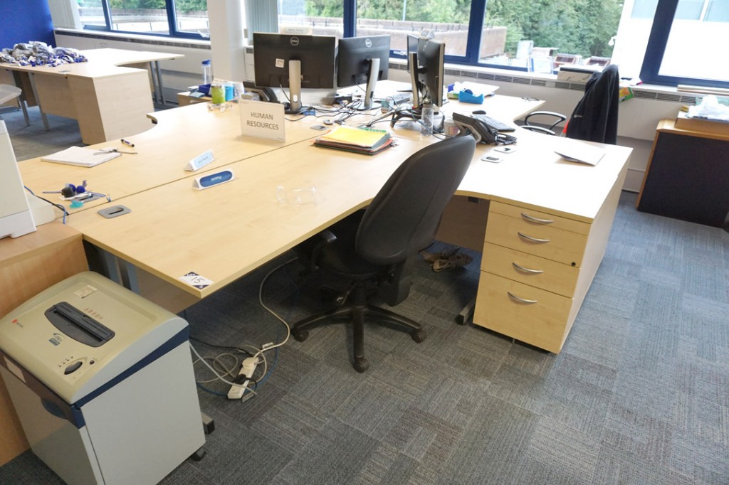 4x Triumph L-shape 1800x1200mm office desks, 3x 4...