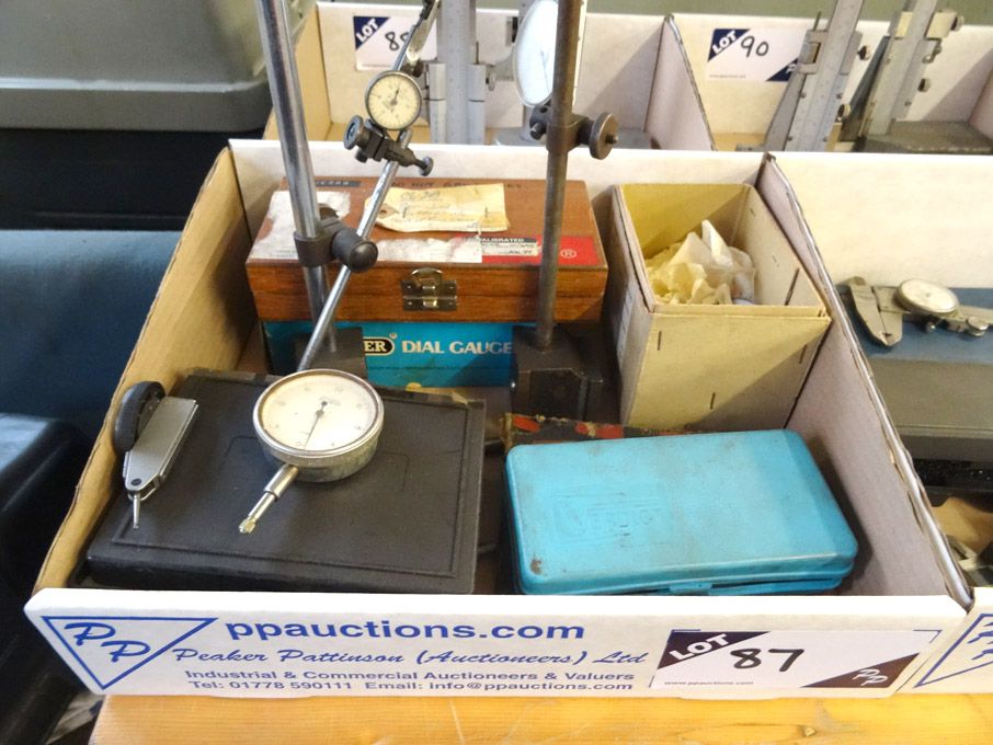 Qty Mercer, Draper etc dial gauges & magnetic base...