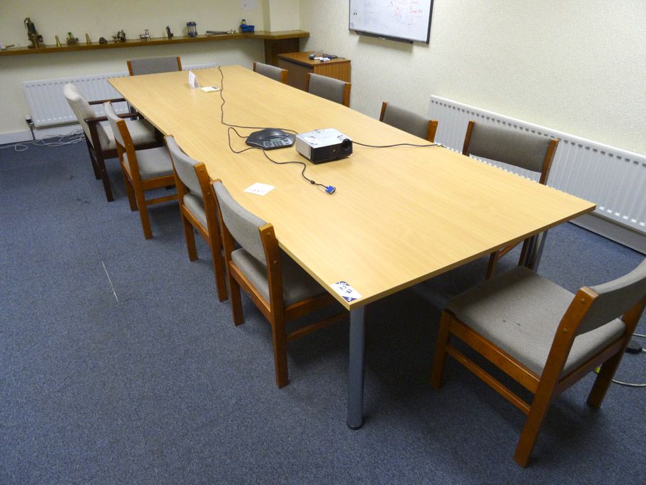 2x beech 1800x1200mm meeting tables with 9x wooden...