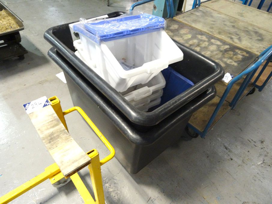 Qty various plastic storage bins