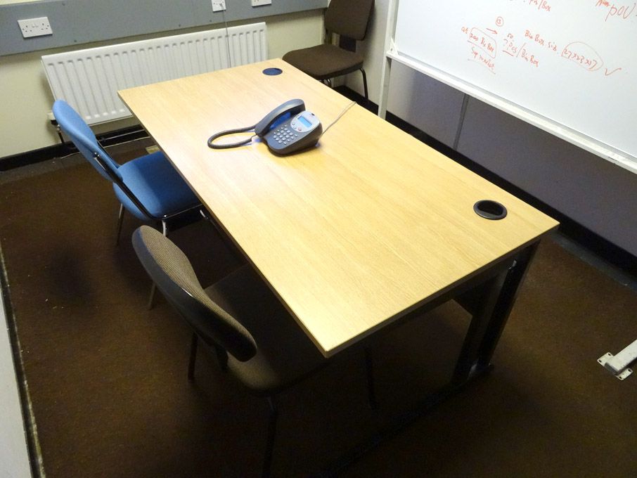 Contents of office inc: 1600x800mm light oak table...