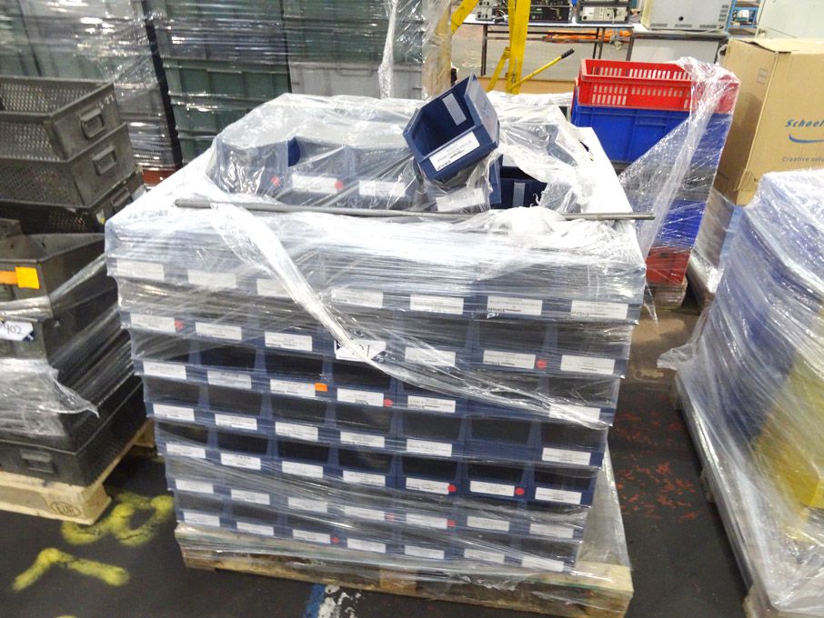 Qty Schoeller blue plastic storage bins, 240x150x1...