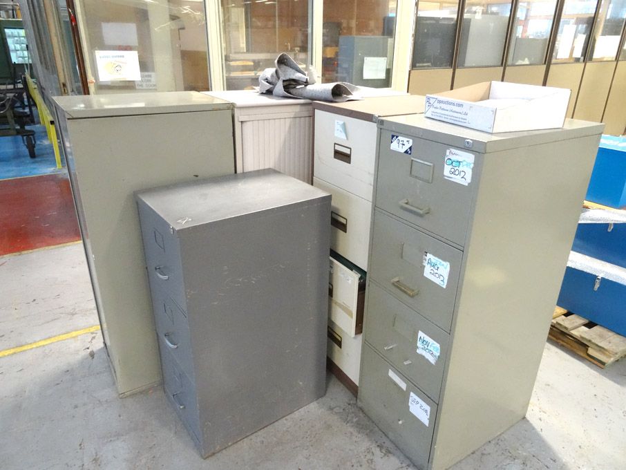 3x 4 drawer & 1x 3 drawer metal filing cabinets, t...
