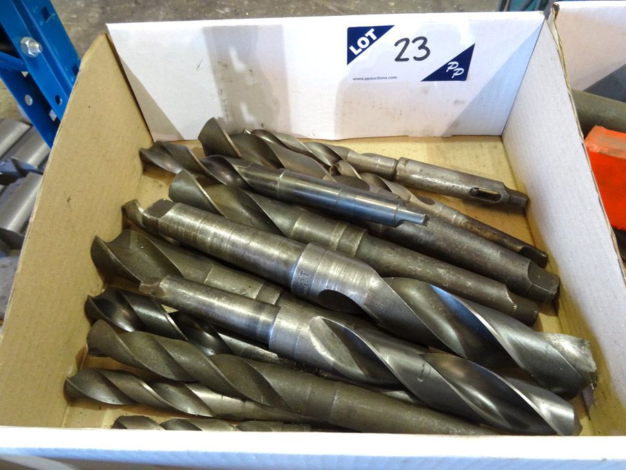 Qty HSS taper shank twist drills to 1 1/2" approx