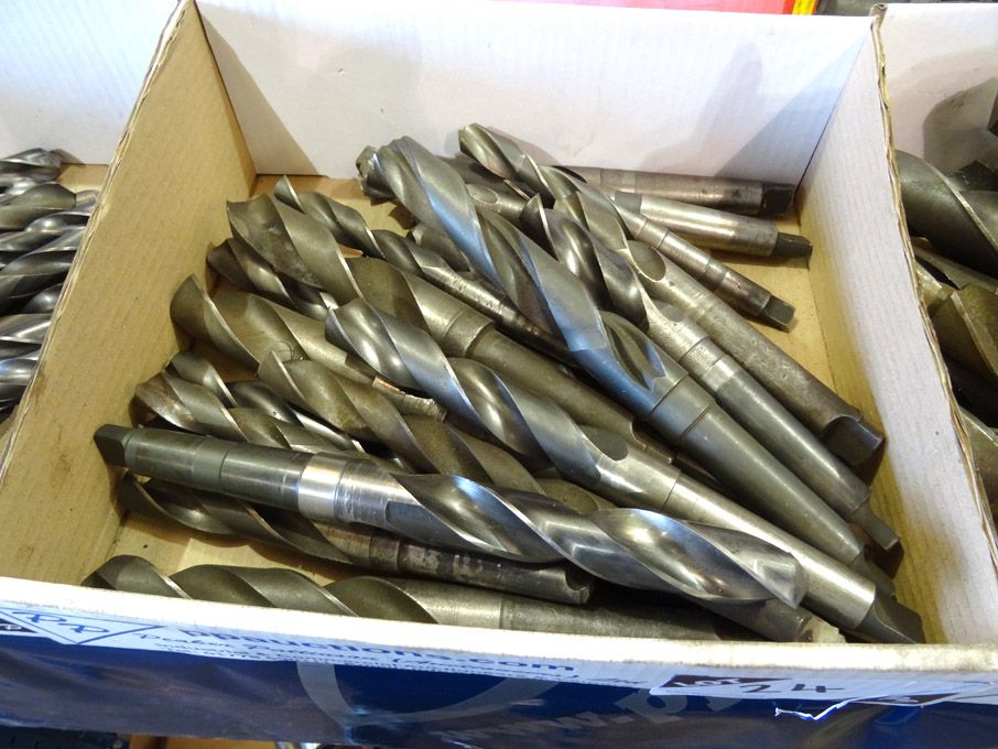 Qty HSS taper shank twist drills to 1 1/4" approx