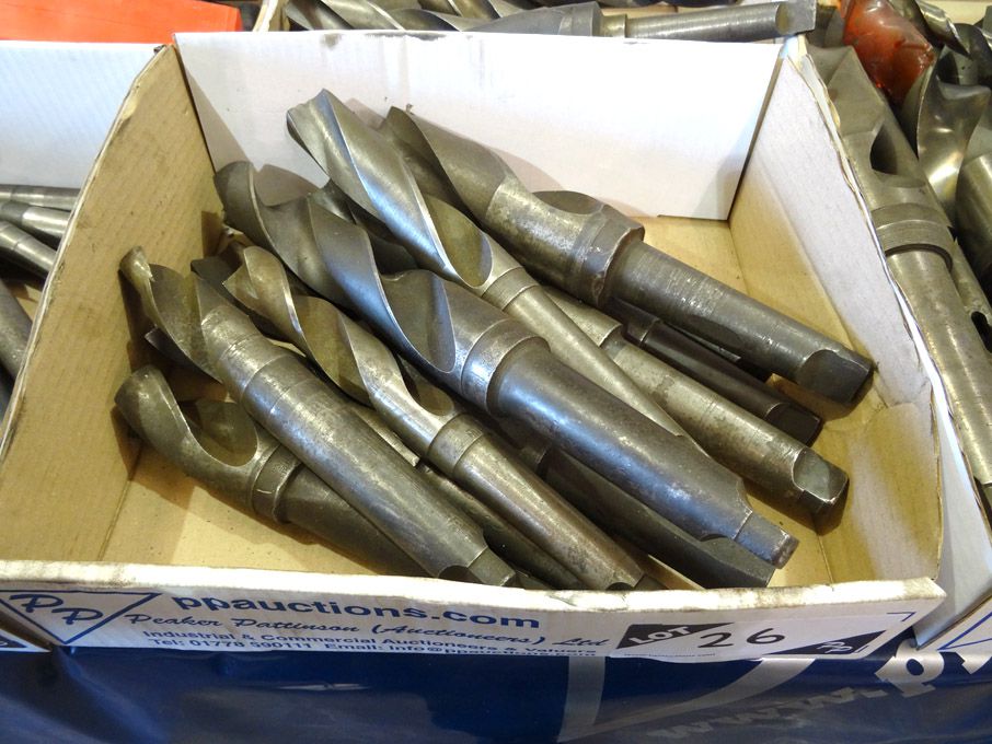 Qty HSS taper shank twist drills to 1 5/8" approx
