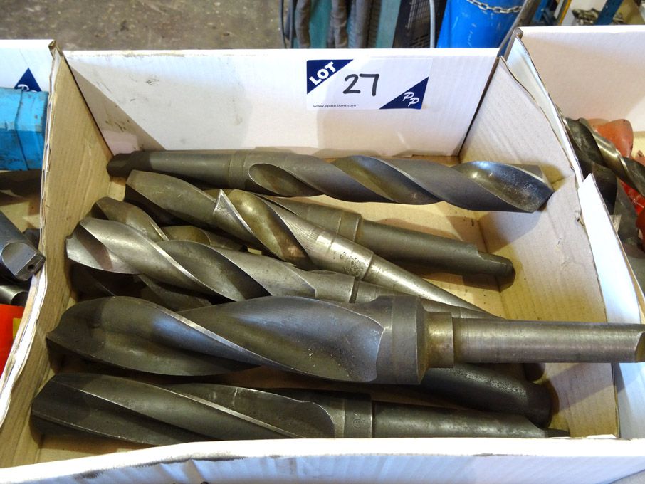 Qty HSS taper shank twist drills to 2" approx
