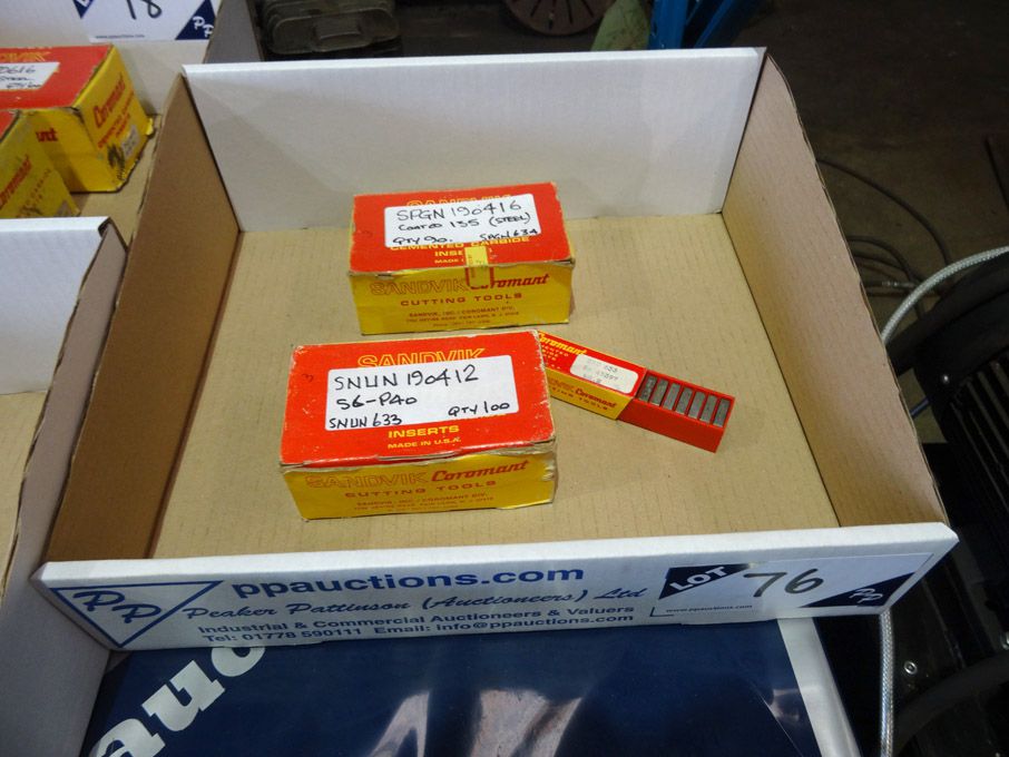 100x Sandvik SNUN190412 inserts, 90x Sandvik SPGM1...