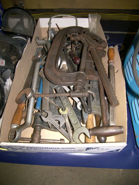 Qty various spanners, G clamps, files etc