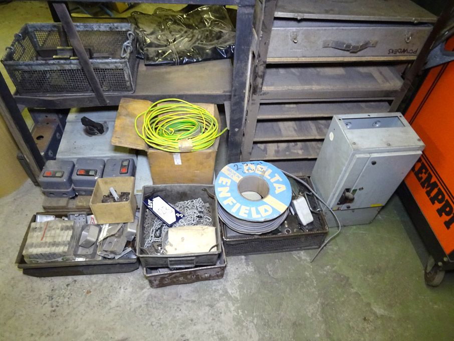 Qty various electrical boxes, fuses, cable etc