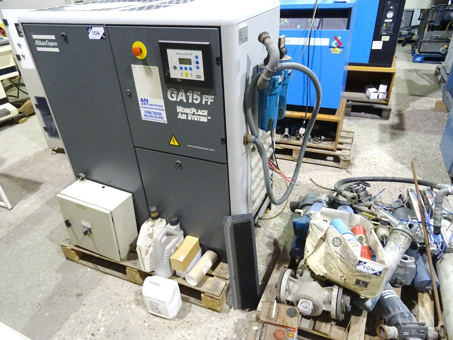 Atlas Copco GA15 FF rotary packaged compressor wit...
