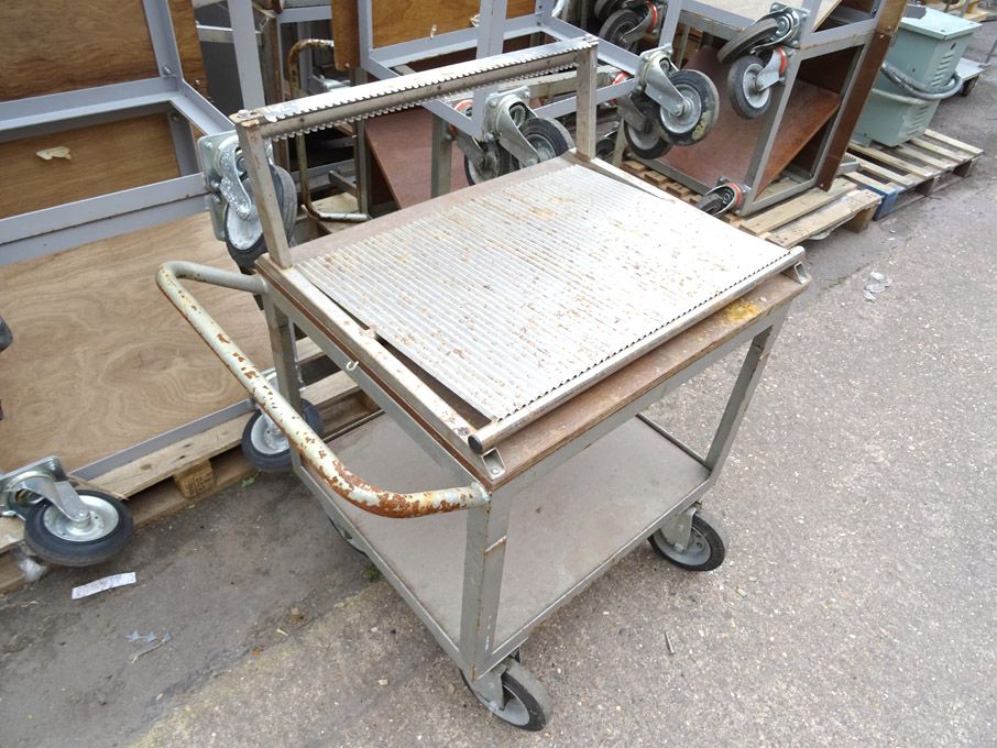 5x mobile metal trolleys, 900x600x1000mm approx -...