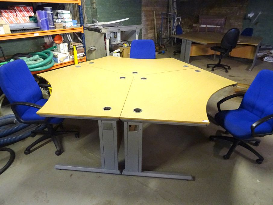 3x Accent light oak office tables, 2000mm wide wit...