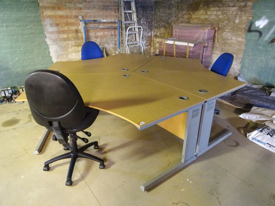 3x Accent light oak office tables, 2000mm wide wit...