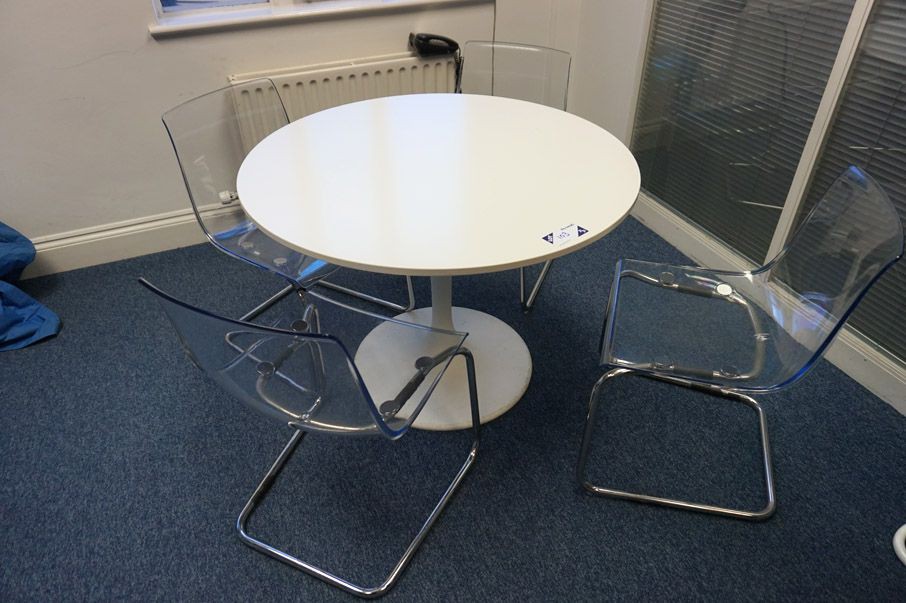 Ikea Docksta white 1050mm dia table with 4x Ikea T...