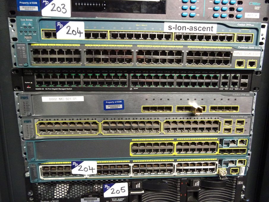 3x Cisco 2960 Manage Switch, 2x Cisco 3750 Series...
