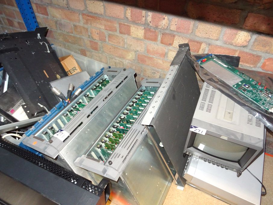 Qty various chassis, monitors, cable etc as lotted