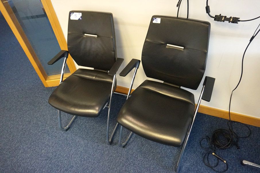 2x Gresham black leather / chrome frame meeting ch...