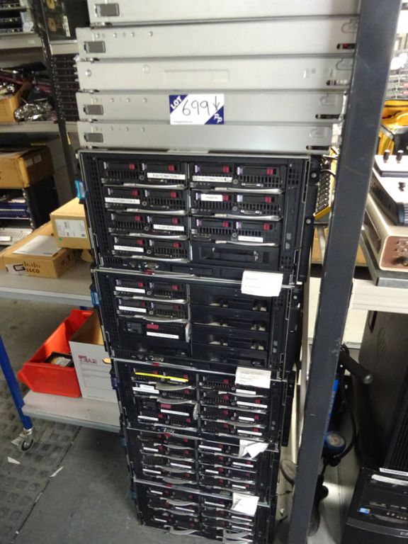 5x HP C3000 blade system enclosures with spare bla...