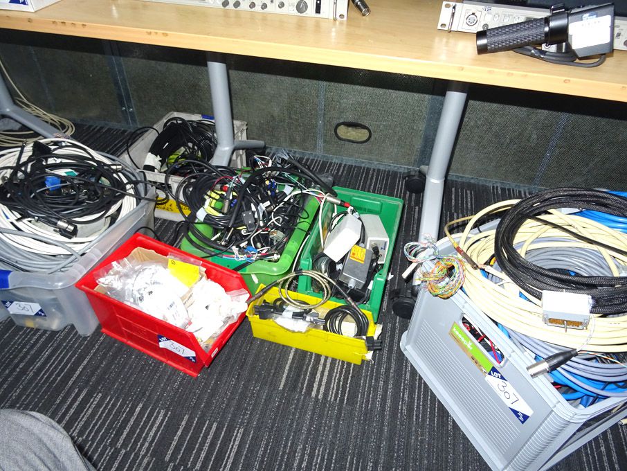 Qty various cables, connectors, sockets, adaptors...